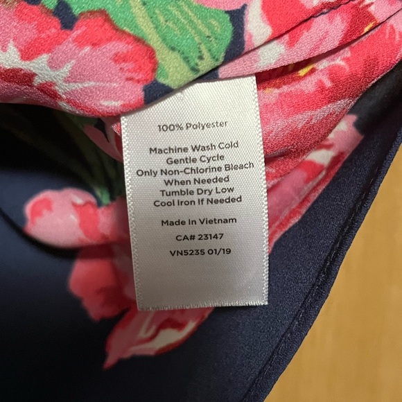Talbots Navy and Pink Floral Blouse - Picture 8 of 9